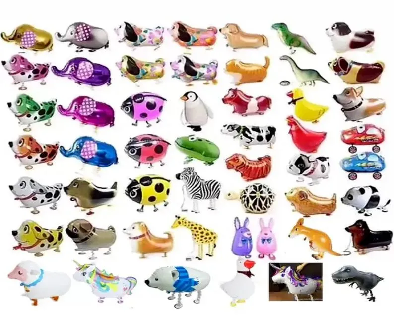 Гелиевый шар с ходячими животными, милый кот, собака, динозавр, воздушный шар из фольги, украшения для дня рождения, детский подарок для детского душа, игрушка Air Globos P6208422