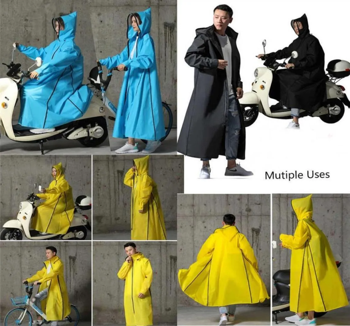 Women Men Long Raincoat Rain Jacket Waterproof Zipper Hooded Poncho Bicycle Motorcycle Rainwear Travel Camping Hiking Poncho Adult1847375