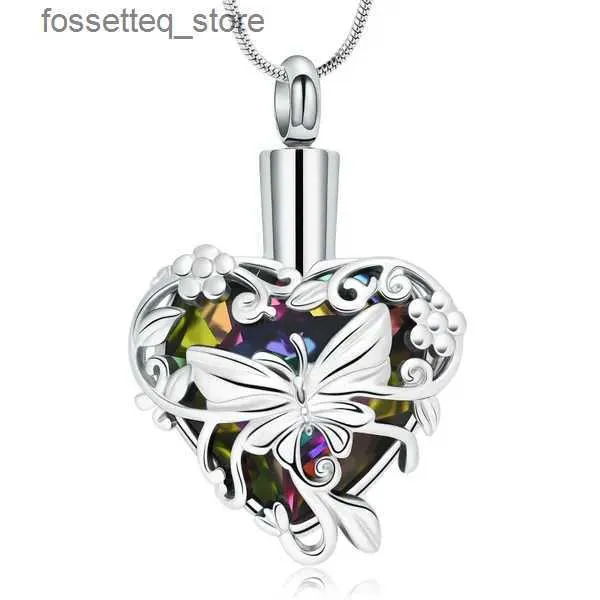 Hanger Kettingen Hanger Kettingen Vlinder Crematie Hart Urn Ketting Voor As Kristallen Medaillon Vrouwen L240309