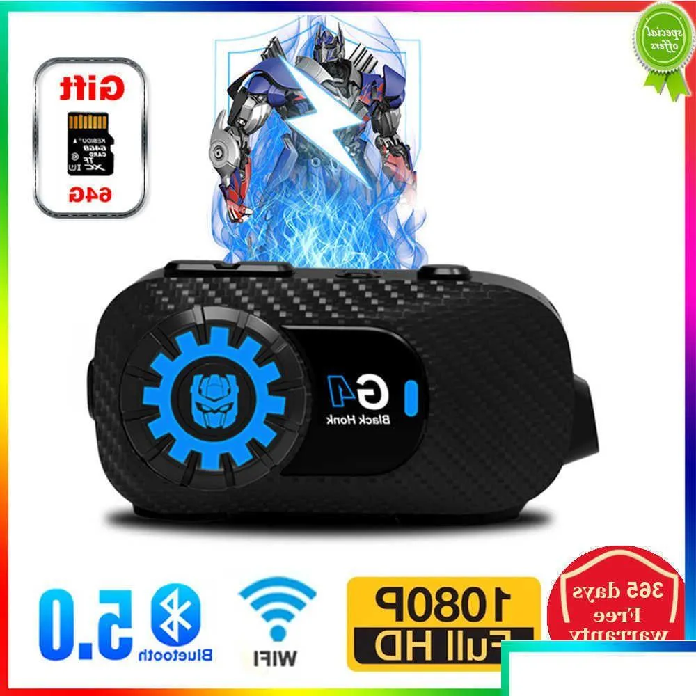 Auto Andere Autoelektronik Neues G4-Motorrad-Gegensprechanlage Bluetooth-Helm-Headset 600M Videorecorder-Kopfhörer Wifi-Kommunikator Motor 1 Dhdph