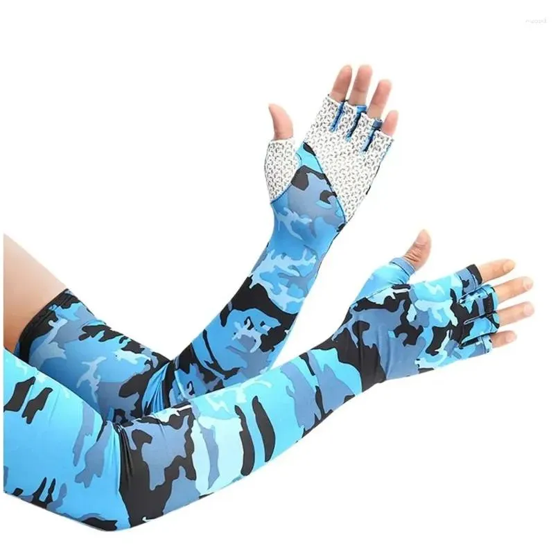 cycling gloves 1 pair cooling arm sleeves cover camo half finger women men sports running uv protection outdoor fishing
