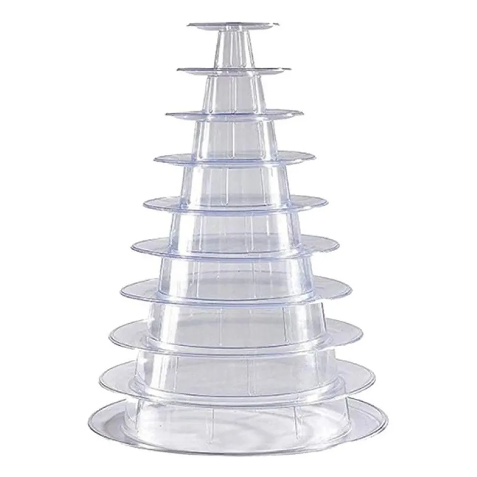 Pochettes à bijoux Sacs 10 niveaux Cupcake Holder Stand rond Macaron Tower Clear Cake Display Rack pour la fête d'anniversaire de mariage Decor248j