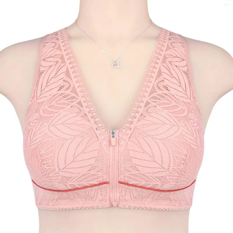 Sutiãs sexy renda push up sutiã feminino zíper aberto frente ajustável sutiã sem fio macio bralette roupa interior confortável lingerie topo