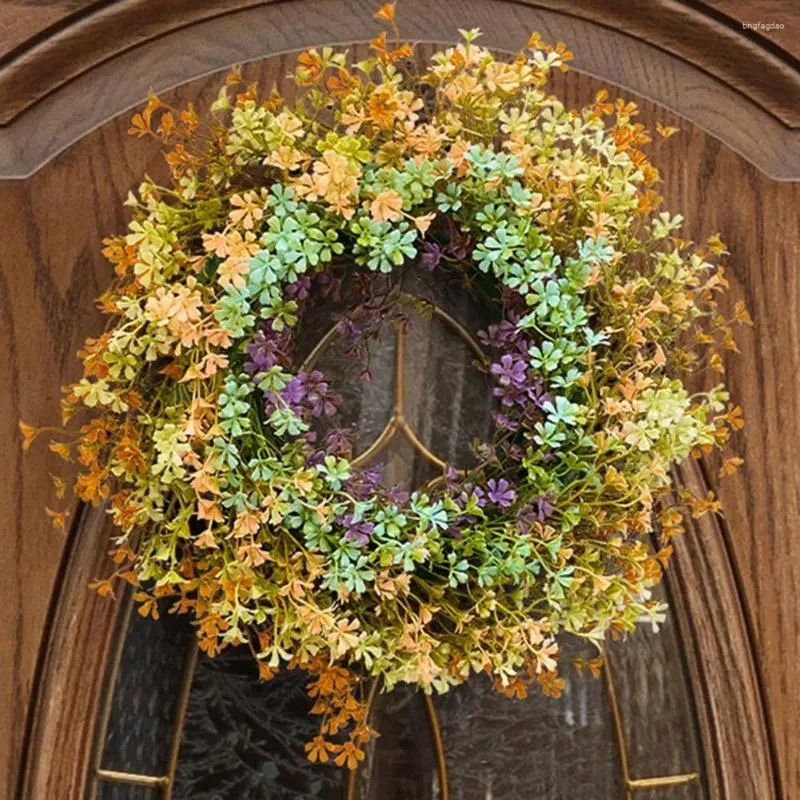 Guirlande de fleurs décoratives de printemps en plastique, couronne de fleurs sauvages Durable pour porte d'entrée, décoration murale de maison, mariage artificiel