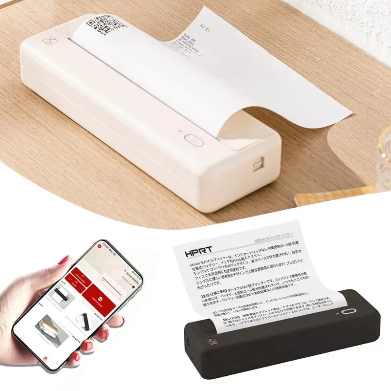 Bärbar termisk pappersskrivare trådlös Bluetooth Mobile PO Support 210mm/110mm för hemmakontorets resa