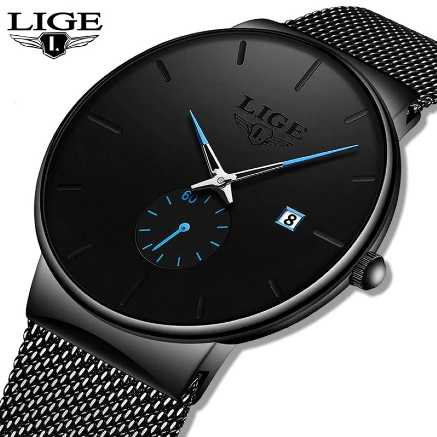 Lige Mens Watches Top Luxury Brand Men mode Business Watch Casual Analog Quartz Wristwatch Waterproof Clock Relogio Masculino C258s