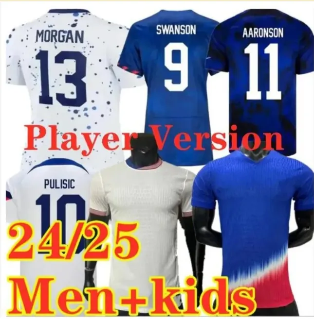 24 25 USWNT USAS Soccer Jersey Football Shirts 4 Stars Woman Kids Kits USMNT 23 24 Maillot de Foot Men concacaf Gold Cup 2024 Womens World McKennie Smith Morgan