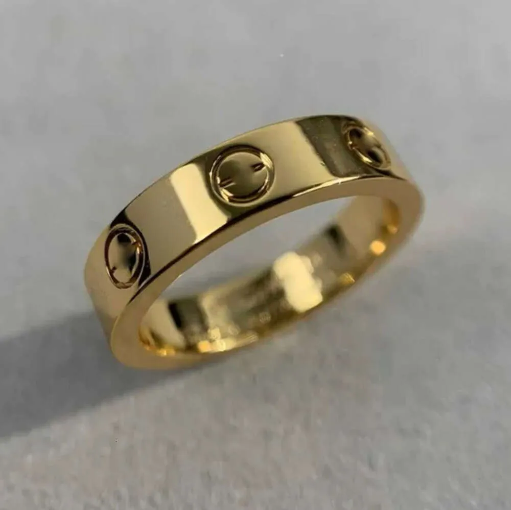 Band Rings Original Engrave 6mm Diamond Love Ring 18K Gold Silver Rose 316L Rostfritt stål Ringar Kvinnor Lovers Wedding Jewelry Lady Party 6 7 8 9 10 11 12 Big USA Size1