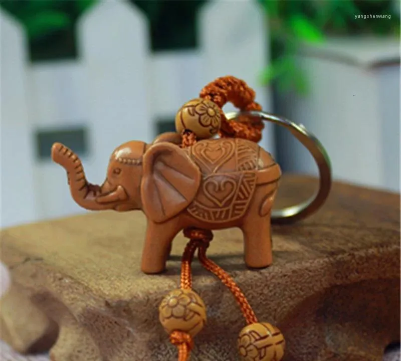 Chaveiros Handmade Escultura De Madeira Sorte Elefante Chaveiro Chaveiro Anel Mal Defende Pingente Mulheres Menina Artesanato Presentes
