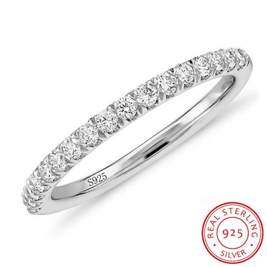 Антиаллергенные, не выцветающие, оригинальные кольца из чистого серебра 925 пробы, обручальные кольца с половиной кубического циркония, свадебные украшения для женщин, цельные XR002279x
