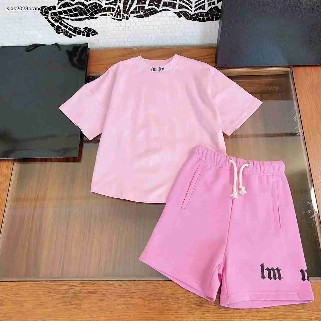 New kids tracksuits Summer Solid color two-piece set Size 100-160 CM Three color optional baby T-shirt suits t shirt and shorts 24Mar