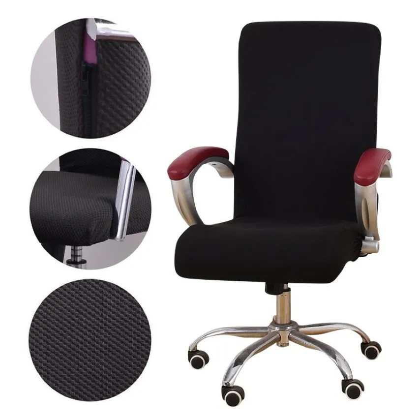 Universal Jacquard Fabric Office -stol täcker dator Elastisk fåtölj Slipcovers Seat Arm -stol täcker stretch roterande lyft234t