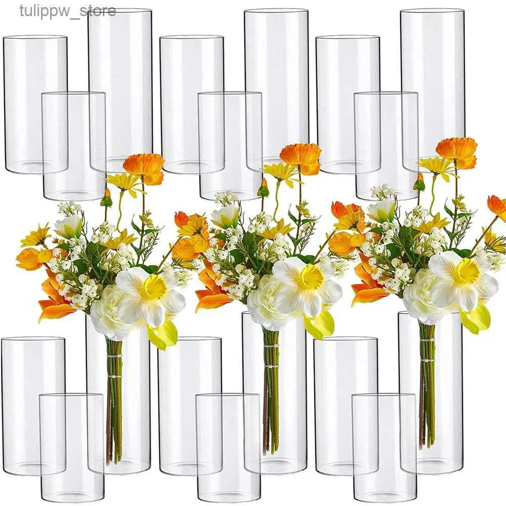 Vazolar Temiz Cam Silindir Vazolar Yüzen Mum Tutucular Temiz Silindir Çiçek Vazolar Temiz Cam Vazolar Tablo Centerpieces Vazolar L240309