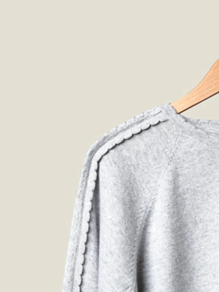 Pulôveres femininos suéter cinza lã caxemira simples manga comprida feminino gola redonda pulôver preço de liquidação