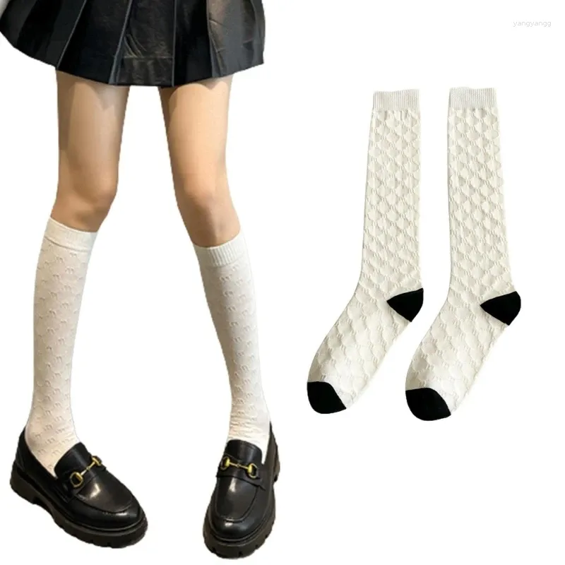 Женские носки, женские хлопковые сапоги до колена JK, простые однотонные чулки до середины икры, подарки