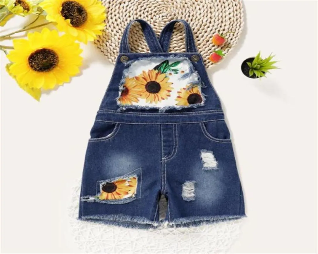 Jumpsuits Boiiwant Girls Casual Suspender Trousers Square Collar Sleeveless Denim Tyg Overgaver Navy White Shorts 27 Years9070616