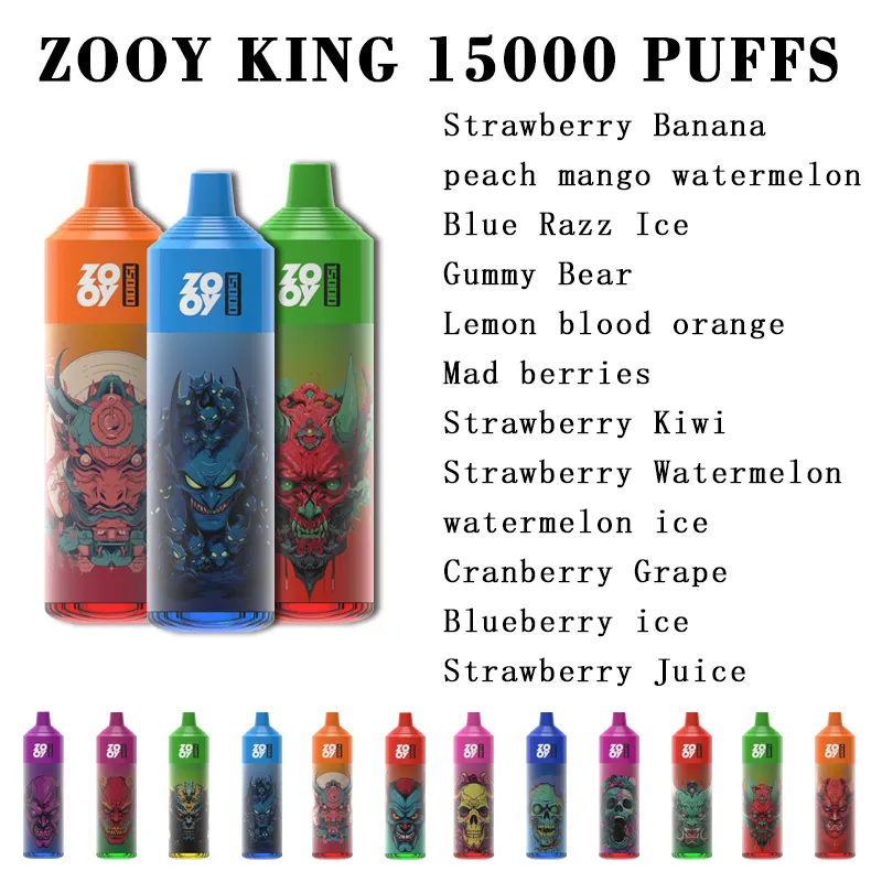 Zooy King 15000Puffs Grande bouche compte Vape jetable 20mg 50mg E Cigarette