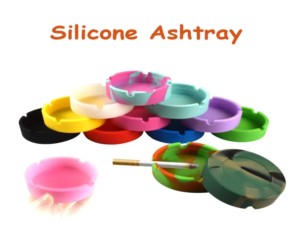 Cinzeiro redondo macio de silicone, suporte para bandeja de cinzas, portátil, antiescaldante, multicolor, ecológico, 2837739