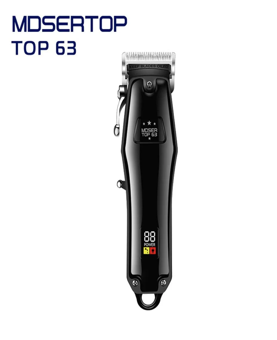 Kemei KM Top63 Hair Clipper خفيفة الوزن الكربون الفولاذ القابل للتعديل LED LCD DIGHT DIGHT DIGHT USB trimmers5653901