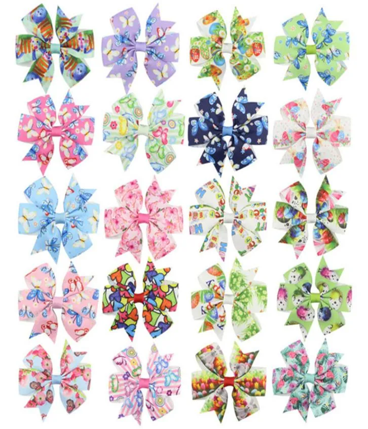 2020 Easter egg baby Girls hairpins dovetail rabbit Barrettes Bow with clip children hair accessories kids Flower print Hair clips1124616