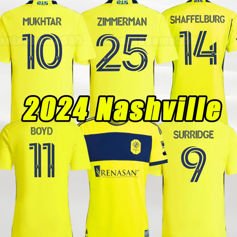 2024 2025ナッシュビルSCアウェイサッカージャージブラックスペシャルホーム24 25 Mukhtar 10 Godoy 20 Moore 18 Zimmerman 25ファンプレーヤーバージョンジャージーフットボールシャツ