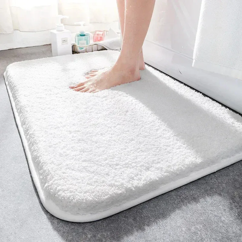 Tapis de bain en fibres pelucheuses super épaisses tapis de salle de bain confortable et doux tapis absorbant antidérapant tapis de pied paillasson de salle de douche 240226