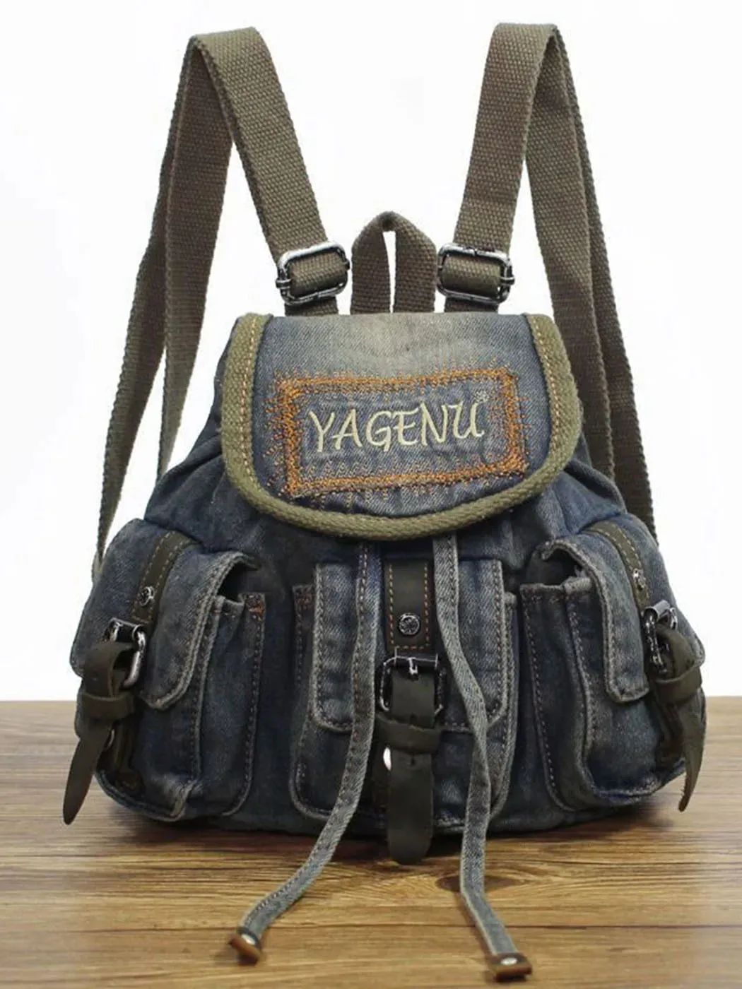 JIAERDI Vintage Denim Backpack Women Retro Letter Embroidery Casual School Bag Backpacks Female Harajuku Y2k Mochila Aesthetic 240226