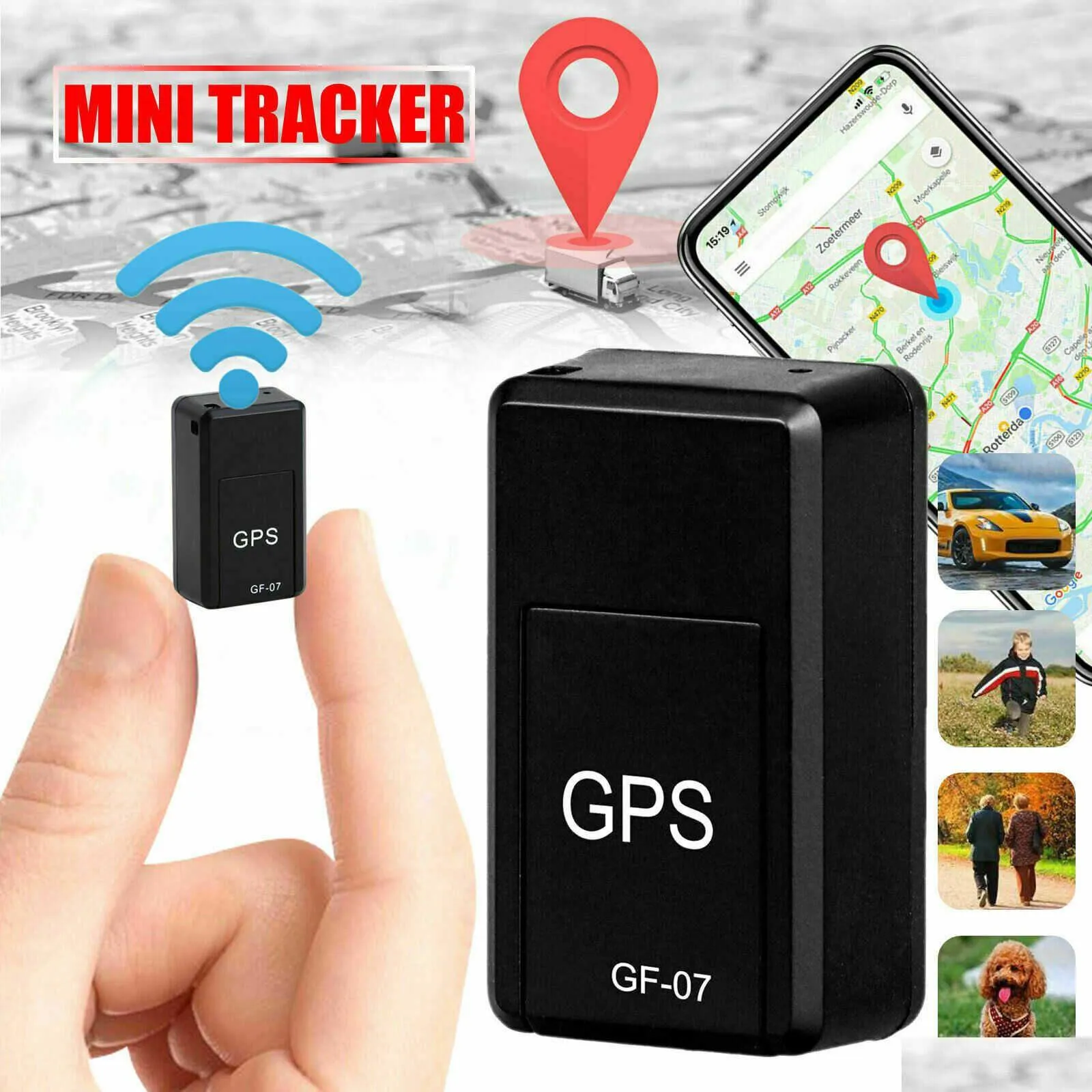 GPS 자동차 액세서리 새로운 미니 GF-07 차량 자동차 사람을위한 SOS 추적 장치 로케이터가있는 긴 대기 마그네틱 트레이크 DHQAN