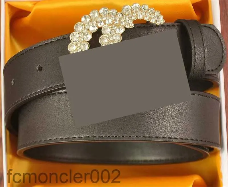 Rhinestone Designer Belt Womens Mens Luxury Leather Belts Black Plated Gold Silver Ceinture Casual Waist Cintura Fashion Crystal Letter for Women SL03