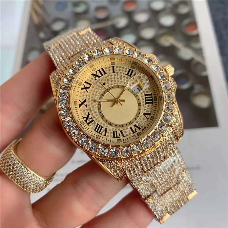 New 2024 Luxury Mens Watches Diamond Designer Fashion Watch 41mm Full Diamond Watches Gold Watch Men montre de luxe