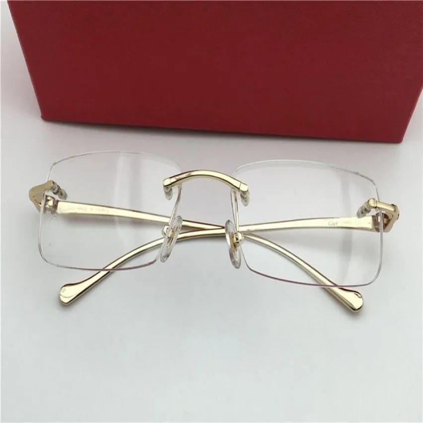 Män vintage Rimless receptbelagda glasögon ram modeglasögon ramar guld nya med box318z