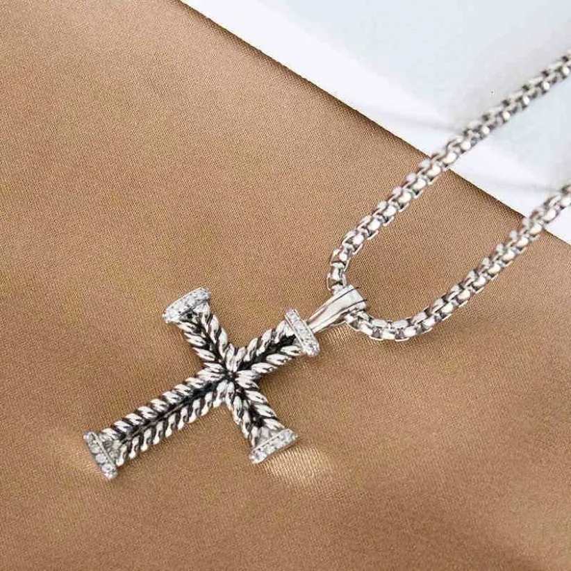 Mannen Stijl Ketting Kettingen Hangers Klassieke Vrouwen Diamond Dy Vintage Hanger Hip Sieraden Cross Hop lengte 50cm270a