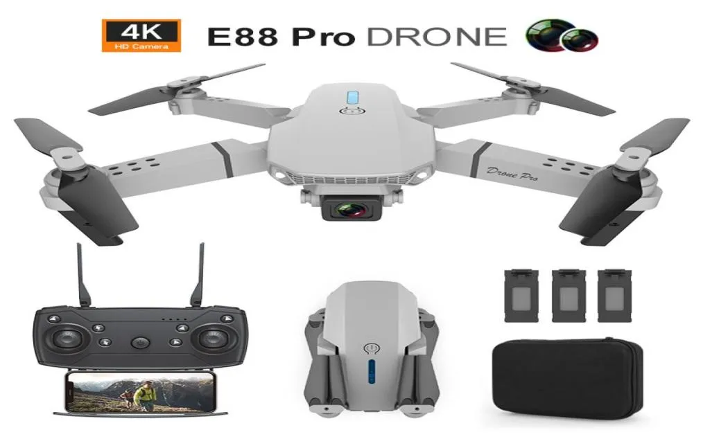 Drone E88 Pro avec grand Angle HD 4K 1080P, double caméra, maintien en hauteur, Wifi RC, pliable, quadrirotor, cadeau, Toy7948606