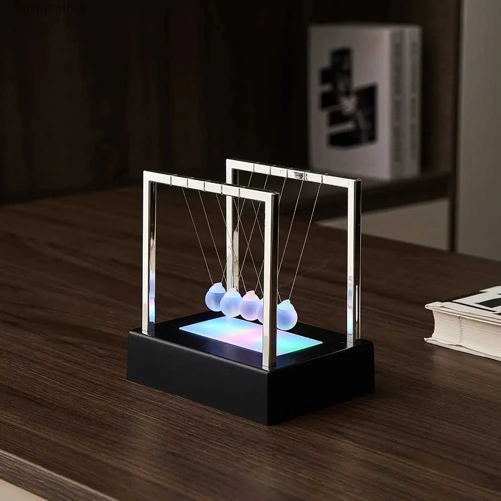 Dekorativa föremål Figurer Creative Newton Cradle Balance Steel Balls Perpetual Motion Collision Ball School Teaching Physics Science Pendulum Home Decor T240