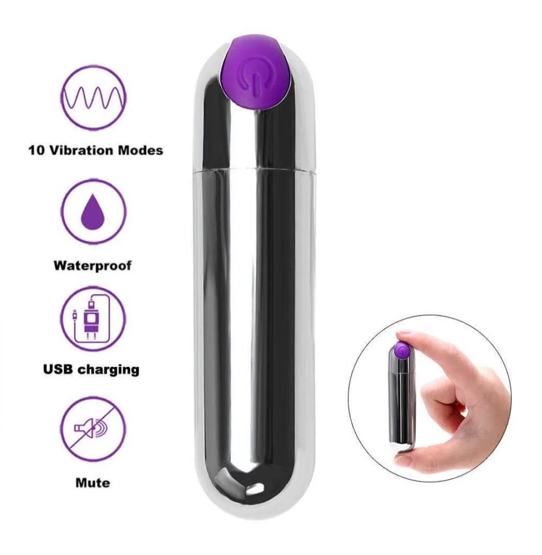 Gli articoli per il massaggio aggiornano i giocattoli del sesso del vibratore della mini pallottola di vibrazione forte per le donne Massaggiatore Gspot impermeabile a 10 velocità USB ricaricabile2997577