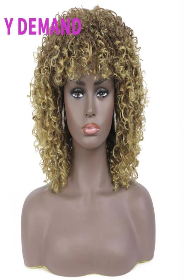 Perruque brésilienne Afro crépue bouclée comme synthétique pour femmes noires, sans colle, sans dentelle, Full6461778