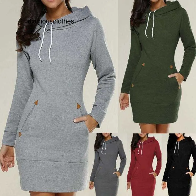 Hoodies femininos moletom cordão túnica hoodies vestido feminino casual wear extra longo hoodie simples com capuz elegante moletom 3xl tamanho grande hoodies feminino fatos de treino