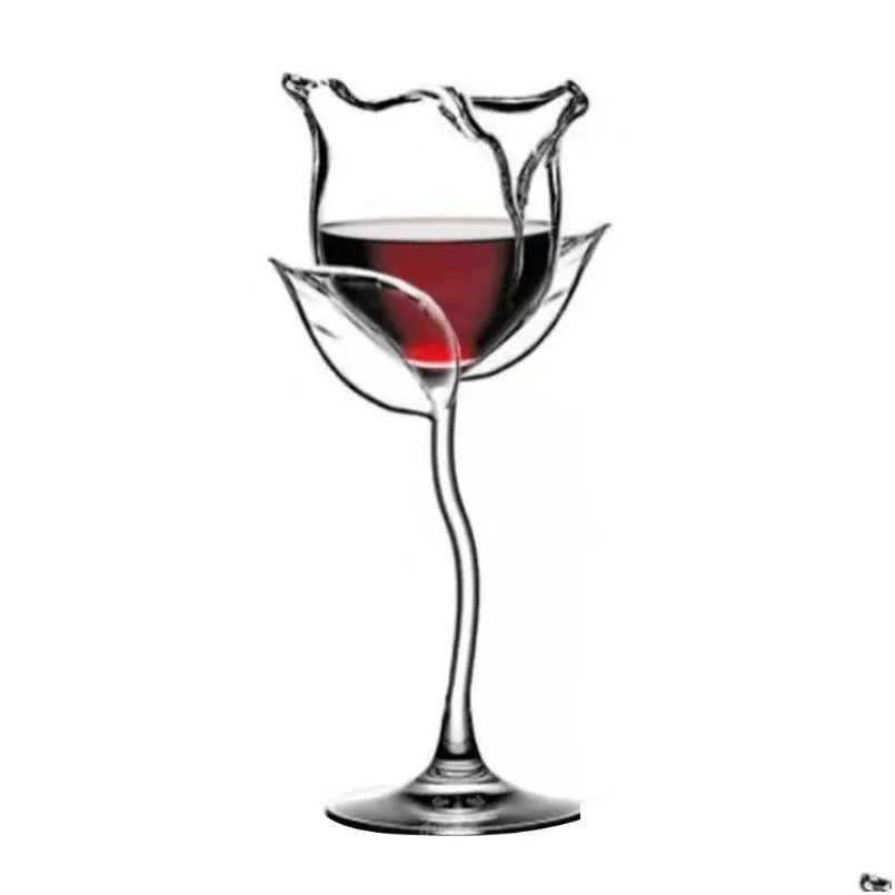 Verres à vin Verres à vin créatifs Forme de fleur de rose Gobelet Plomb - Verre à cocktail Accueil Fête de mariage Barware Drinkware Drop Livraison Ho Dhhst