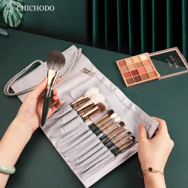 CHICHODO Pinceau de maquillage-Série de pinceaux cosmétiques Green Cloud-Stylos de beauté en fibre animale de haute qualité-Outils de maquillage professionnels 240301