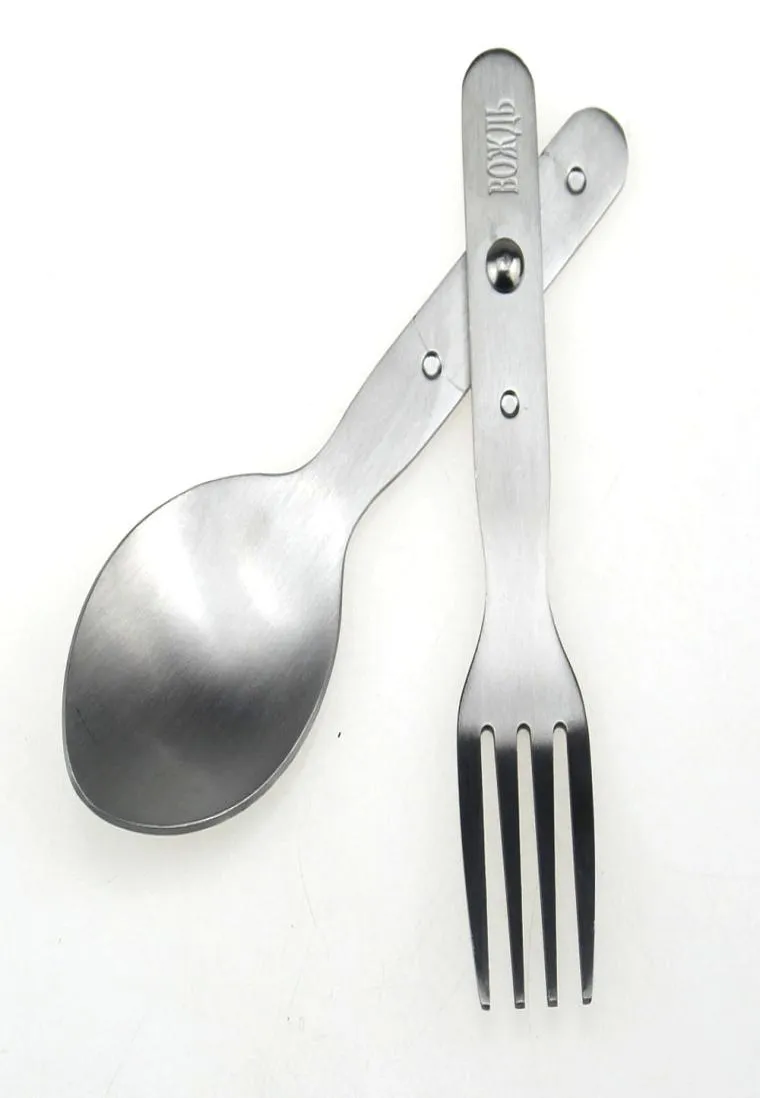 Helegerman Army Fork Spoon Eating redskap Repro Rostfritt stålgaffel och sked Vandring camping utomhus Tabeller 6446904