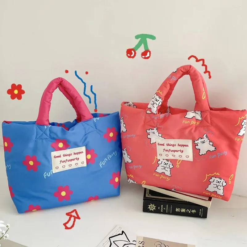 Abendtaschen Schöne Cartoon Frauen Gepolsterte Tote Süße Blume Weibliche Kleine Bento Handtaschen Mädchen Quadratische Kupplung Geldbörse Schulter