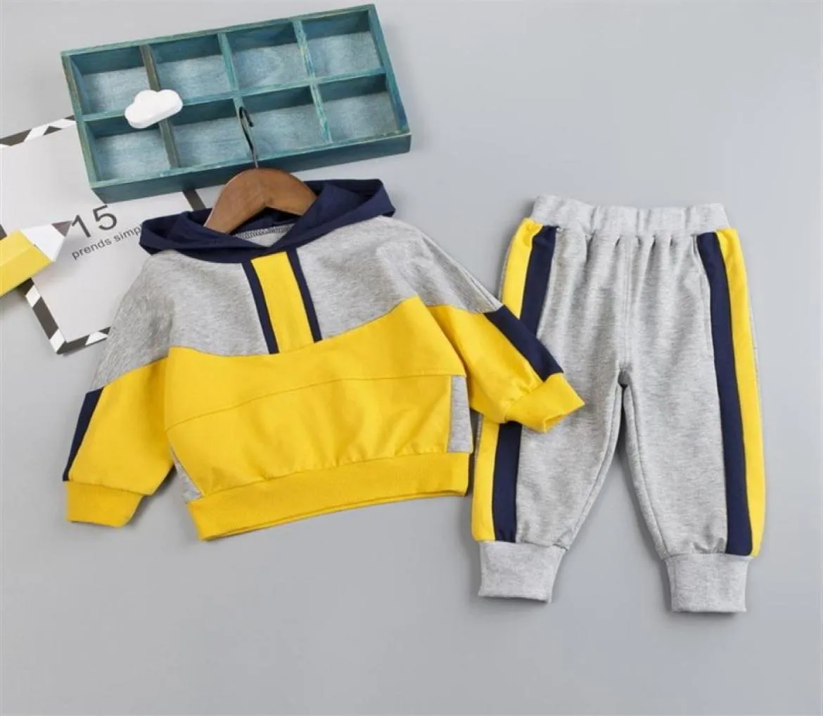 Baby Boy Clothing Set Cotton Sport Suit Pants Hooded Coat 2PCS Sort Costume Kids Tracksuit Girls Clothes Outfits Color Stitching X2284818