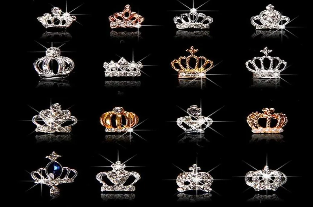 10 pièces ensemble 3D Nail Art bijoux argent or couronne forme ongles bijoux brillant cristal strass ongles bijoux accessoires ML7234633930