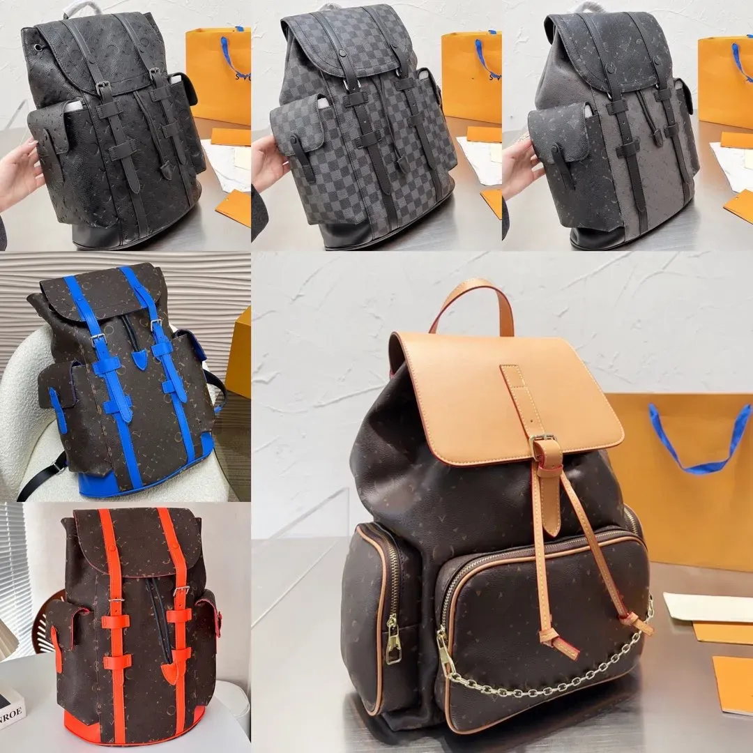 New Hot designer bag designer backpack Men and women Stylish backpacks Classic old flowers Zipper open and close canvas leather backpack