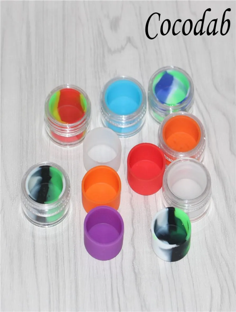 multiple colors 5ml clear acrylic wax concentrate containers plastic container with silcone inner nonstick silicone dab storage ja4034671