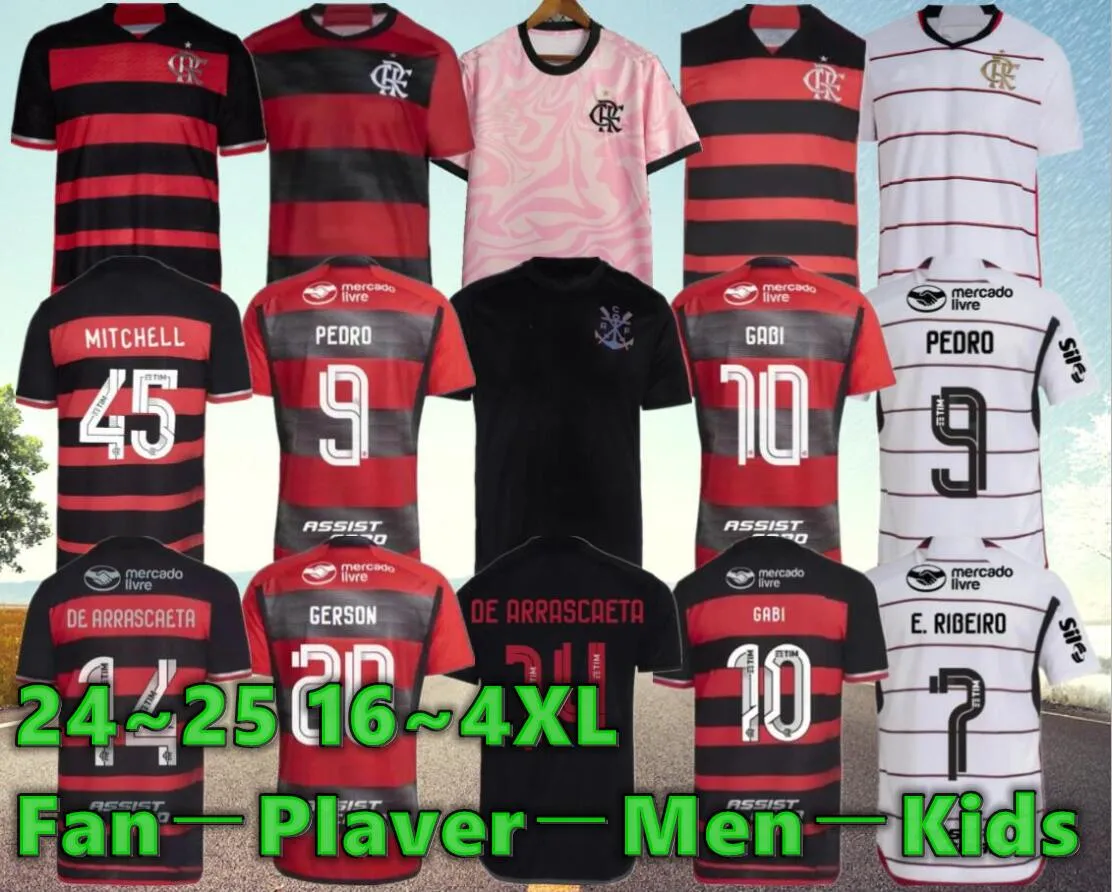 Gerson Flamengo Soccer Jerseys 2023 2024 Final Da Libertadores David Luiz E.Ribeiro Gabi 23 24 Football Dorts Vidal Pedro de Arrascaeta Campeao Fans Player