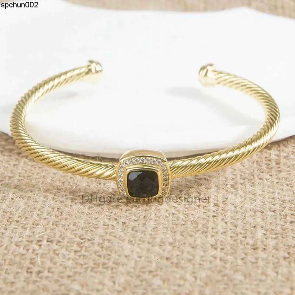 Bracciale di lusso Designer Gioielli Donna Bracciale con ciondoli Donna Oro 4mm S925 Bracciali Argento sterling Agata nera e diamanti intarsiati Regalo da uomo Cwp8