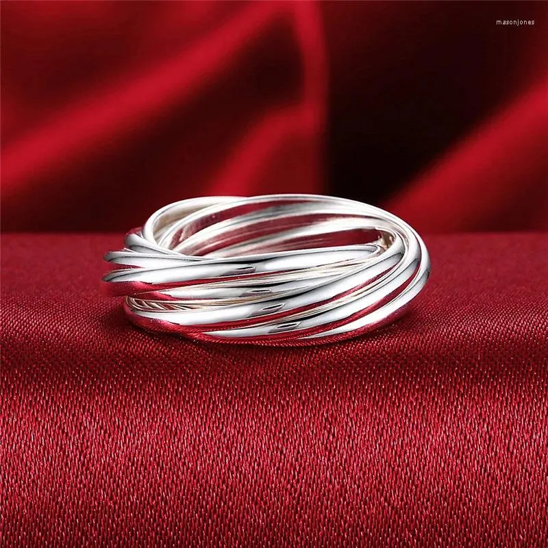 Pierścienie klastra 925 srebrne srebrne dziewięć kręgów pierścionek dla kobiet mody mody ślub zaręczynowy impreza prezent urok biżuteria