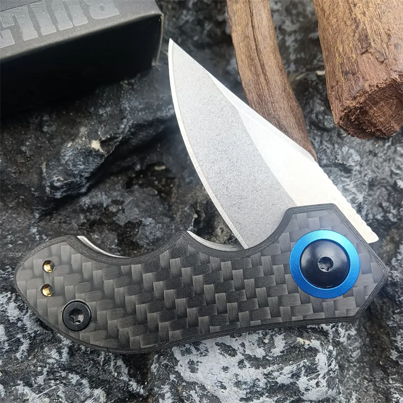 ZT 0022 Mini Folding Knife Portable Camping Pocket Knife CPM-20CV Blad CNC Carbon Fiber Handle Outdoor Defense Hunting Tools 0808 0562 BM 535 533