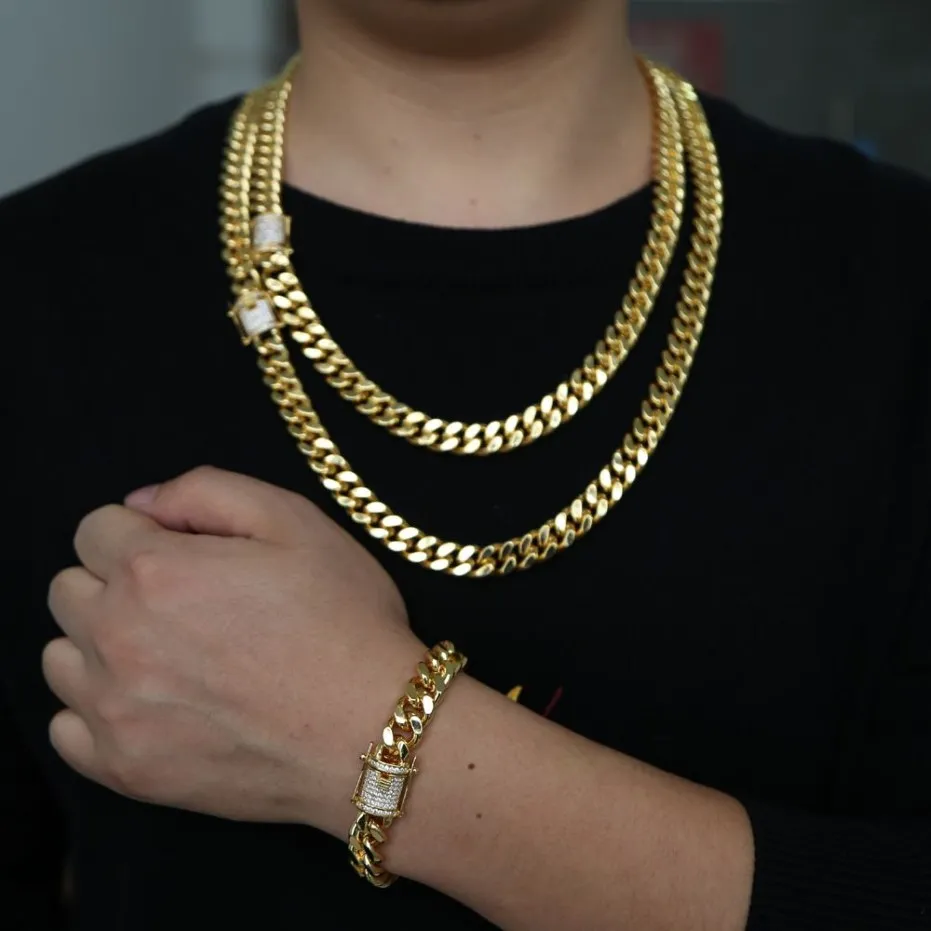 Mode hiphop män halsband kedja guld fylld trottoark kubansk lång halsband länk män choker manlig kvinnlig collier smycken 61 cm 71cm296i